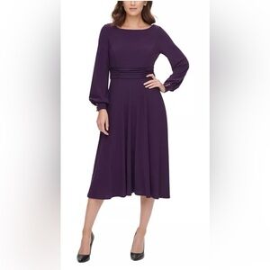 NWT Jessica Howard Solid Boat Neck Fit and Flare Dress